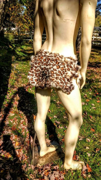 Leopard Print Rabbit Fur Loin Cloth