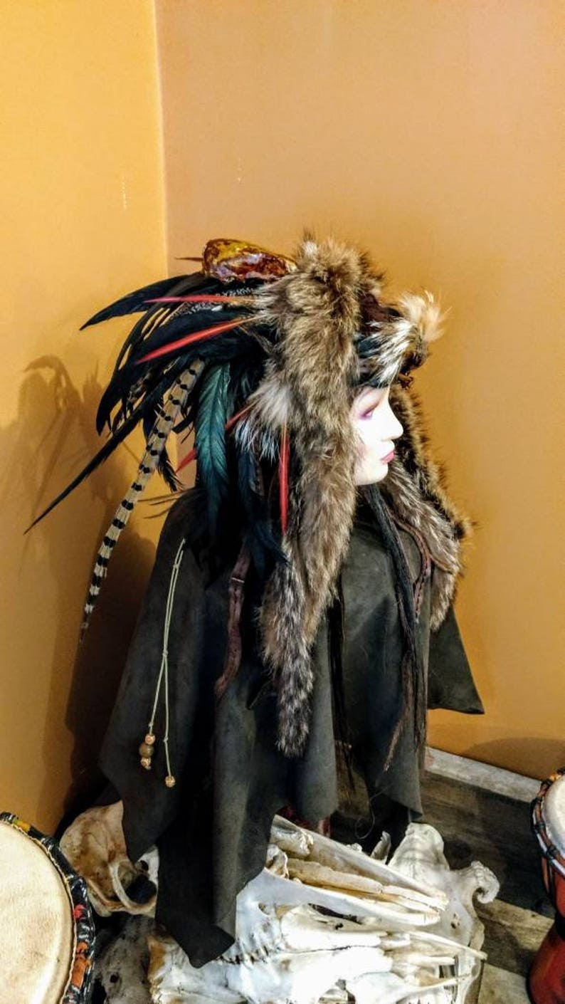 Feather & fur headdress