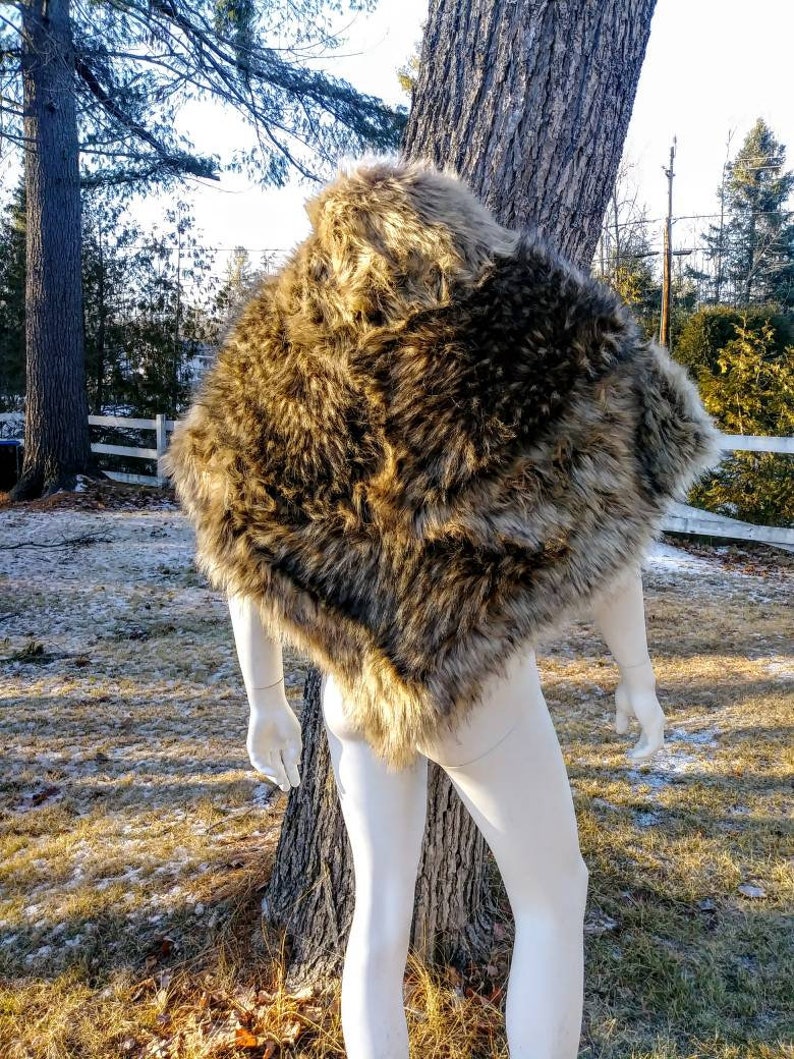 Brown Wolf Fur Capelet